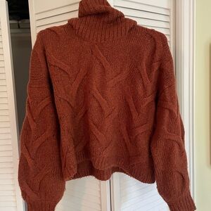 Madewell Chunky Knit Turtleneck Sweater - Rust